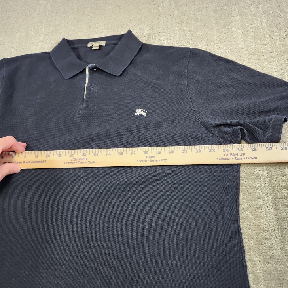 Burberry Brit Polo Shirt Men XX Classic Fit Nova Check Black Pique Cotton - Picture 5 of 10